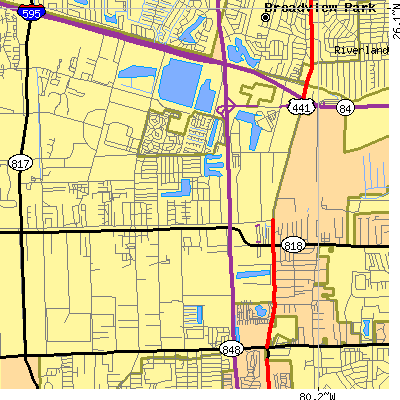 Zip code 33314 close-up map