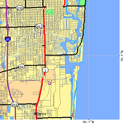 Zip code 33316 close-up map