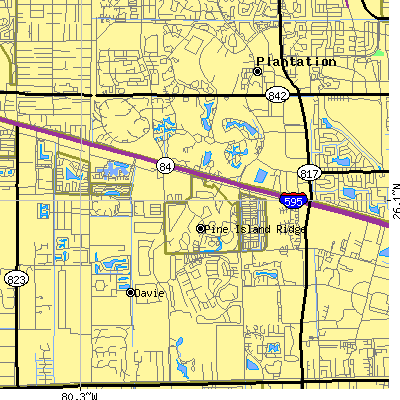 Zip code 33324 close-up map