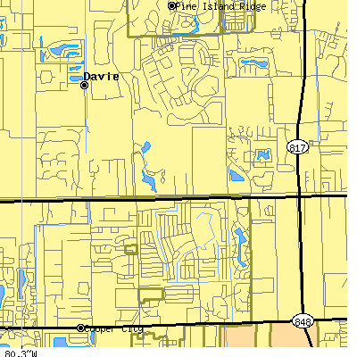 Zip code 33328 close-up map