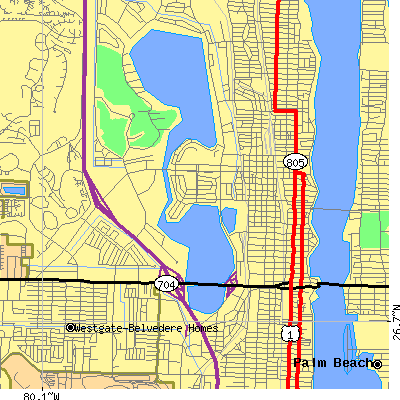 Zip code 33401 close-up map