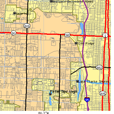 Zip code 33406 close-up map