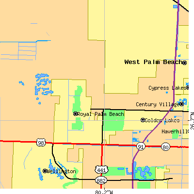 Zip code 33411 close-up map