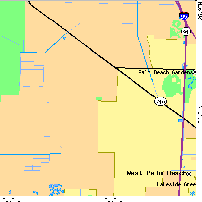 Zip code 33412 close-up map