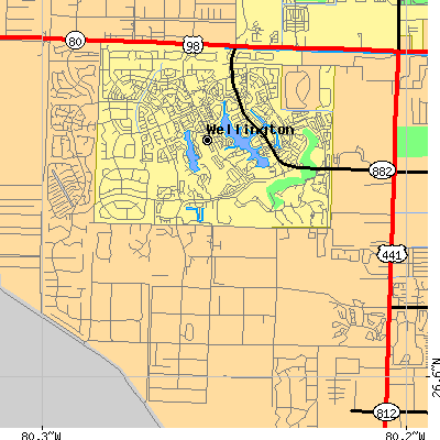 Zip code 33414 close-up map