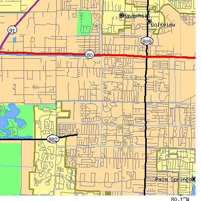 Zip code 33415 close-up map