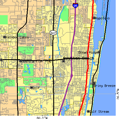 Zip code 33426 close-up map