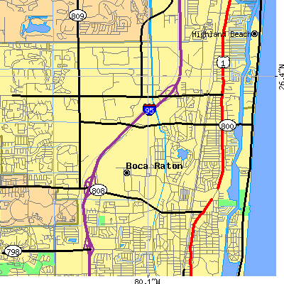 Zip code 33431 close-up map