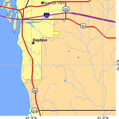 Zip code 36526 close-up map