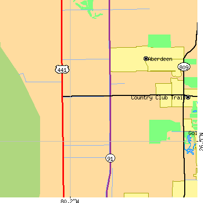 Zip code 33437 close-up map