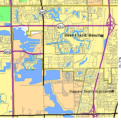 Zip code 33442 close-up map
