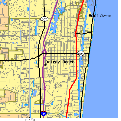 Zip code 33444 close-up map