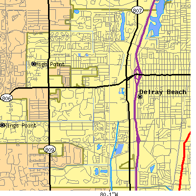 Zip code 33445 close-up map