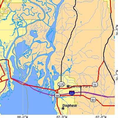 Zip code 36527 close-up map
