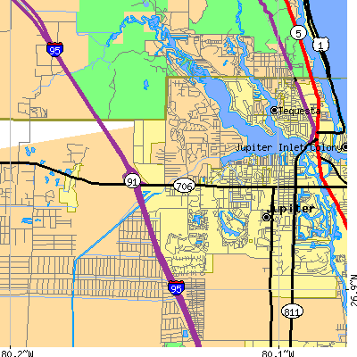 Zip code 33458 close-up map