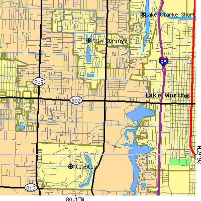Zip code 33461 close-up map