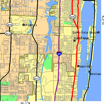Zip code 33462 close-up map