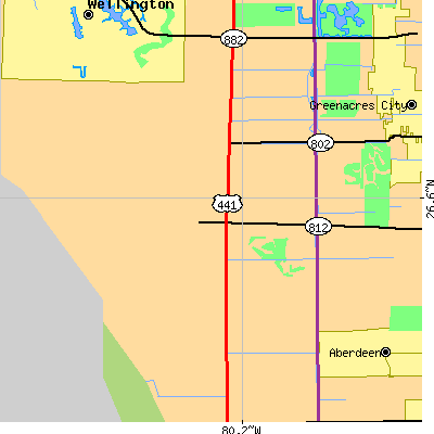 Zip code 33467 close-up map
