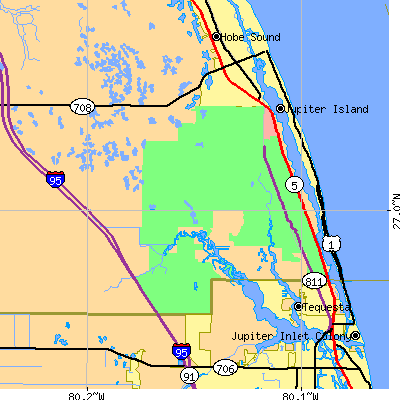 Zip code 33469 close-up map