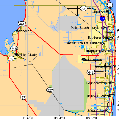 Zip code 33470 close-up map