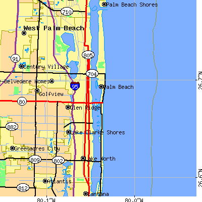 Zip code 33480 close-up map