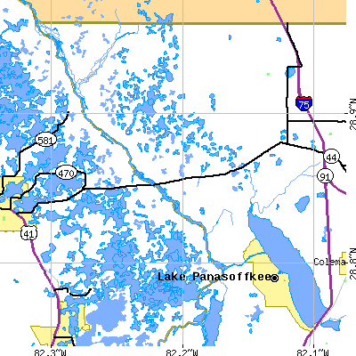 Zip code 33538 close-up map