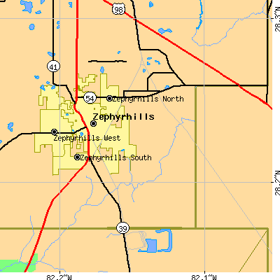 Zip code 33540 close-up map