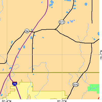 Zip code 33543 close-up map