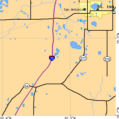 Zip code 33544 close-up map