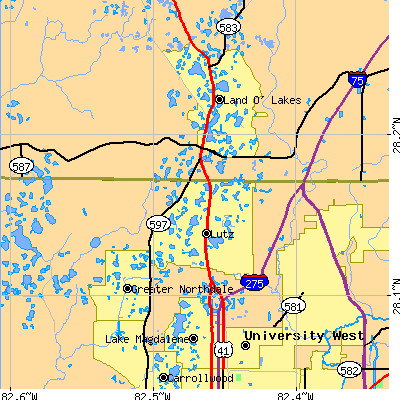 Zip code 33549 close-up map