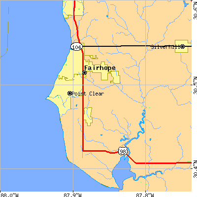 Zip code 36532 close-up map