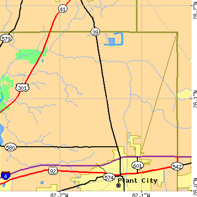 Zip code 33565 close-up map