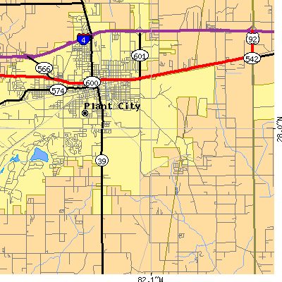 Zip code 33566 close-up map