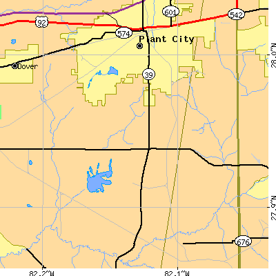 Zip code 33567 close-up map