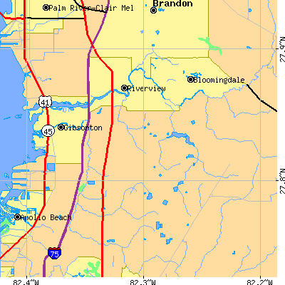 Zip code 33569 close-up map