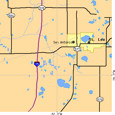Zip code 33576 close-up map