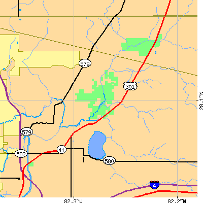 Zip code 33592 close-up map