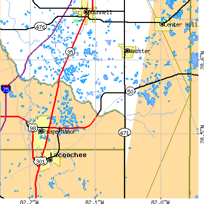Zip code 33597 close-up map