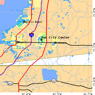 Zip code 33598 close-up map
