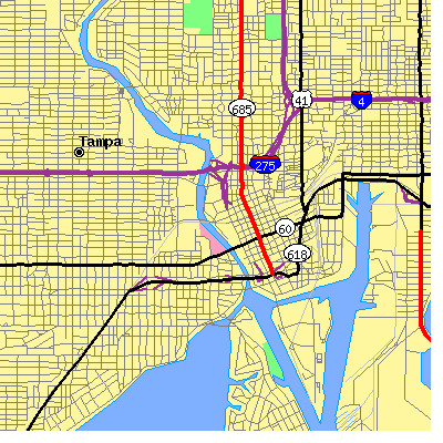 Zip code 33602 close-up map