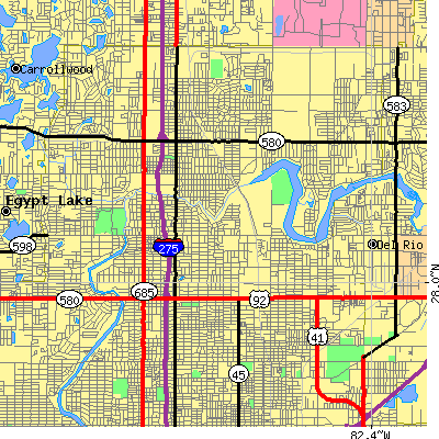 Zip code 33604 close-up map