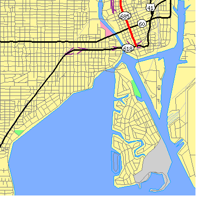 Zip code 33606 close-up map