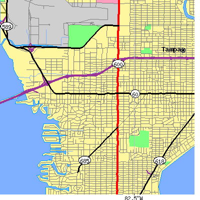 Zip code 33609 close-up map