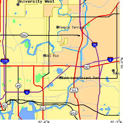 Zip code 33610 close-up map