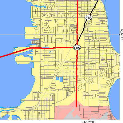 Zip code 33611 close-up map