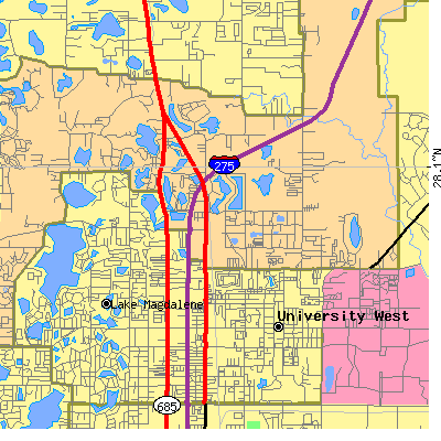 Zip code 33613 close-up map