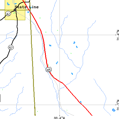 Zip code 36539 close-up map