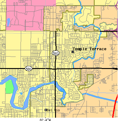 Zip code 33617 close-up map