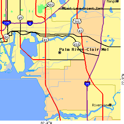 Zip code 33619 close-up map