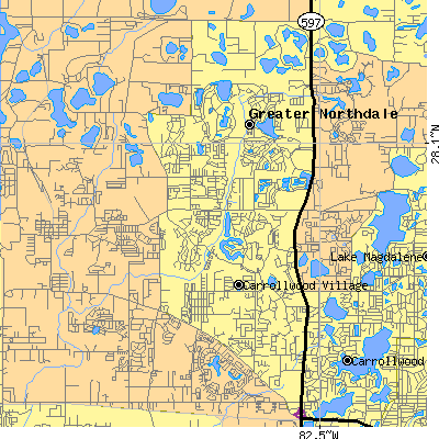 Zip code 33624 close-up map